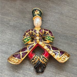 Joan Rivers Enamel Russian Dancer Brooch with Crystal Rhinestones